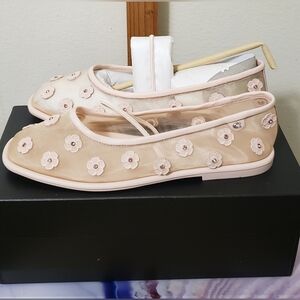 Coach Emilia Floral Mesh Mary Janes - Cream and Pink